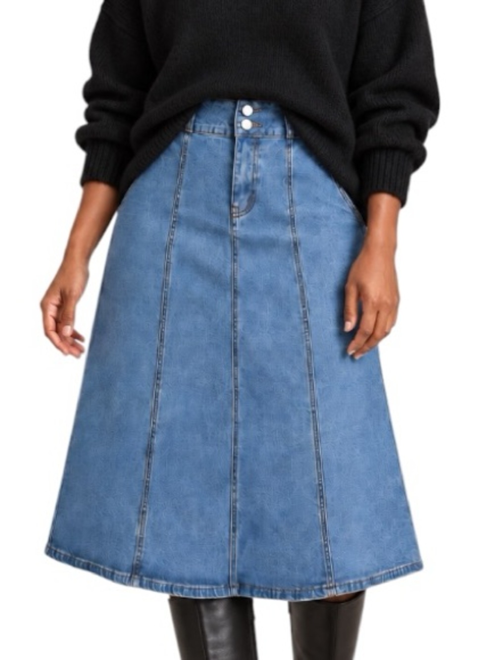 BE GIRL Women’s Jean Skirt Size L Cotton & Spandex A Line Denim Skirt Mid Rise